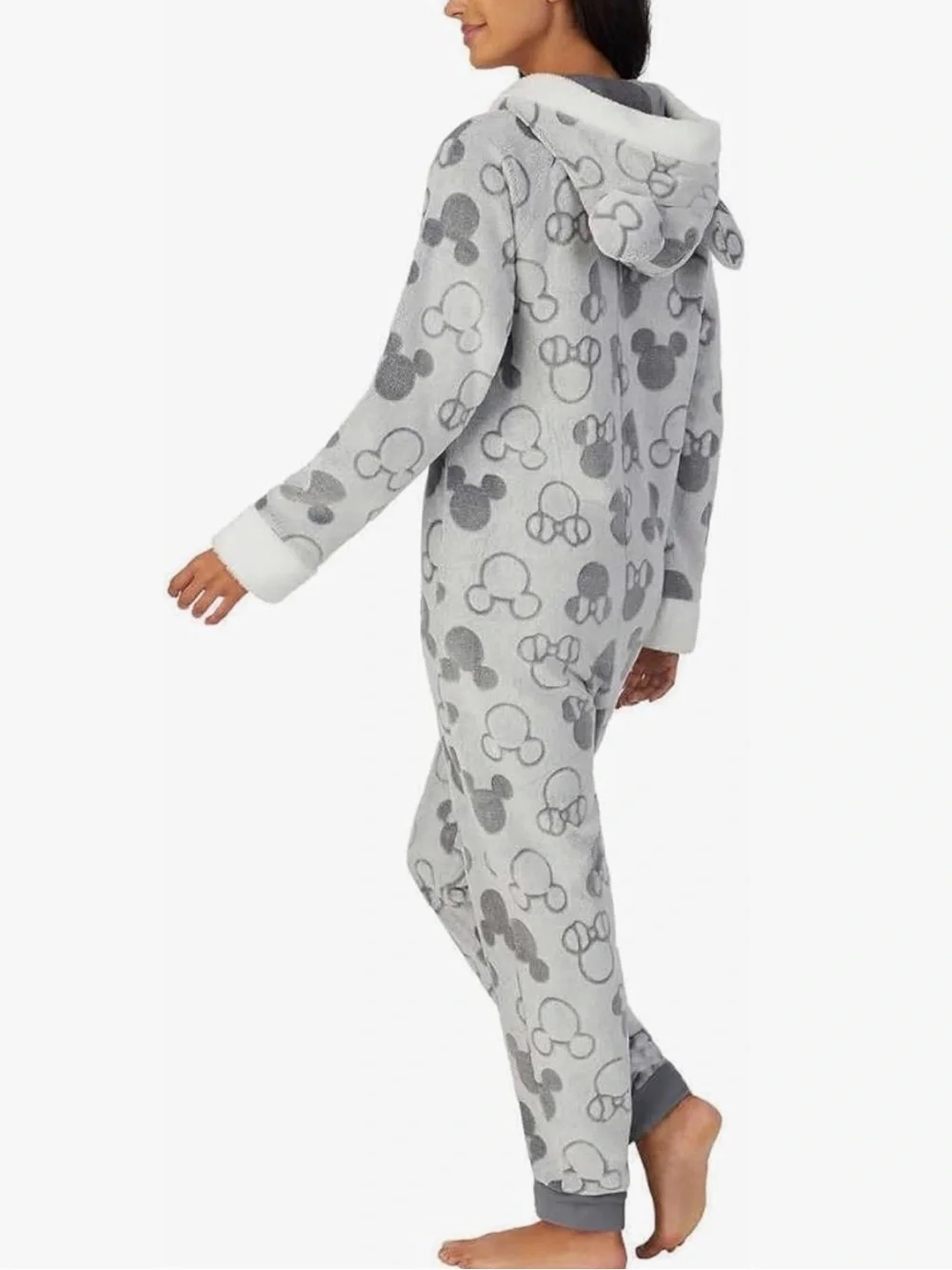 Disney Midweight Hooded Mickey Minnie Onesie One Piece Pajama Size Medium - Picture 3 of 10